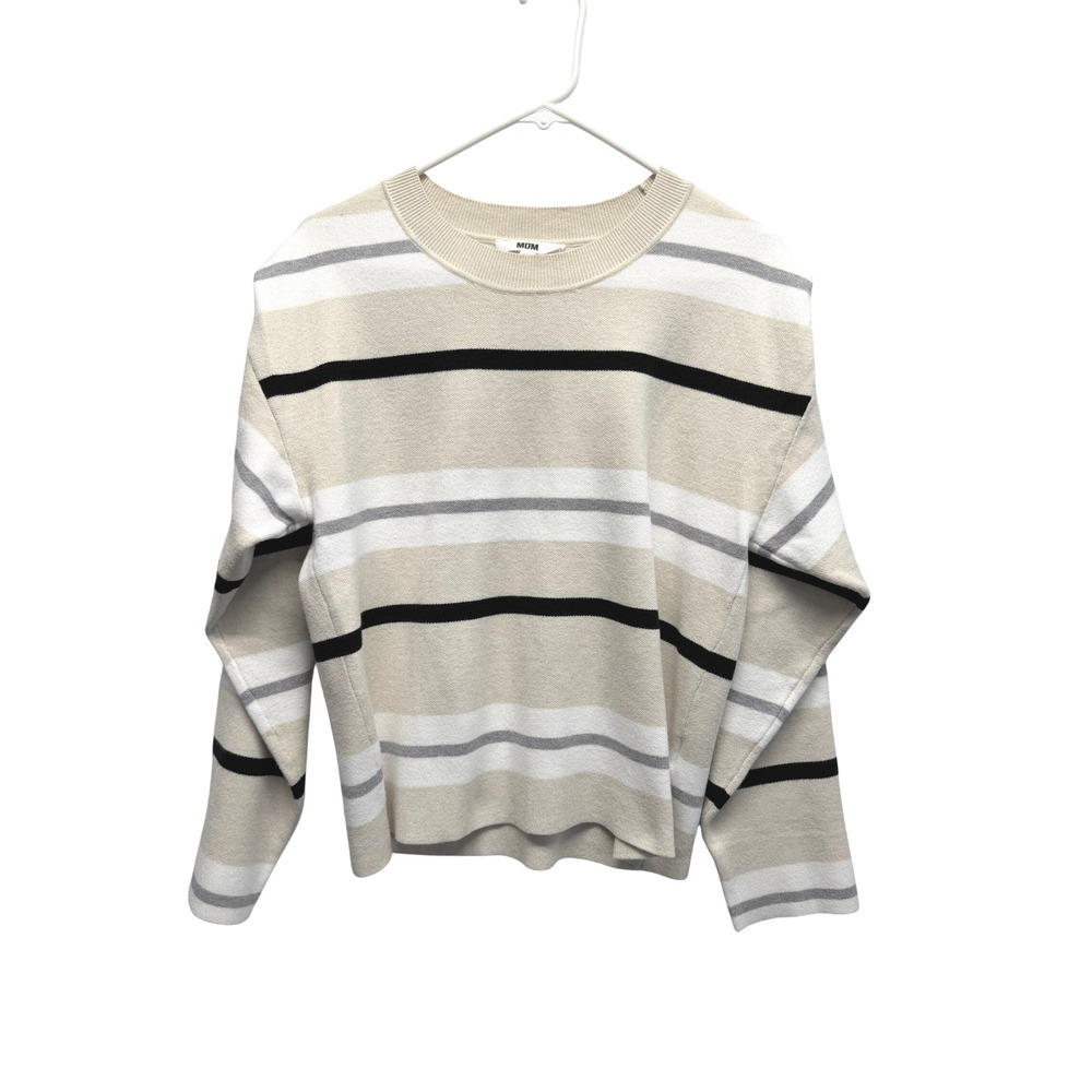MDM Brand Sweater Striped Crew Neck Knit XS Beige Women‎ Oversized Capsule